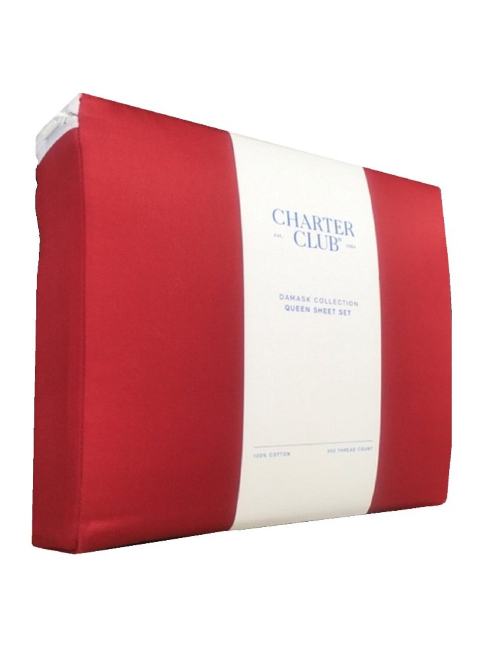 new RED CURRANT Charter Club Damask Solid 550 TC 100% Cotton QUEEN Sheet Set